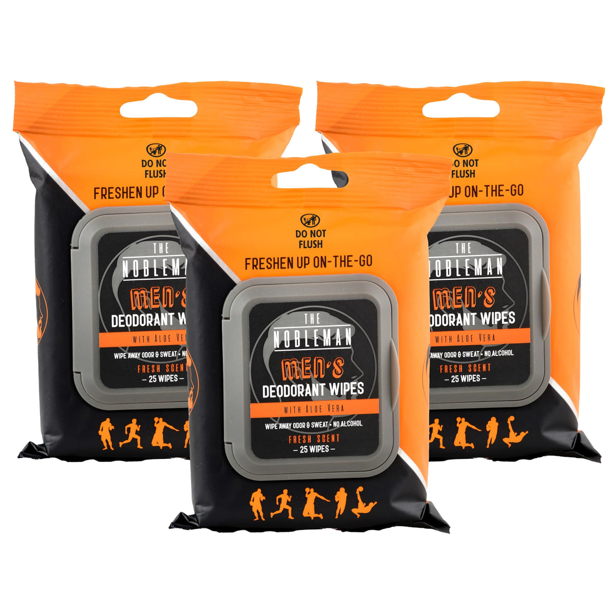 The Nobleman Men's Deodorant Wipes with Aloe Vera pack front view