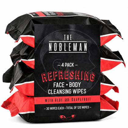 The Nobleman Refreshing Face + Body Cleansing Wipes packaging front view