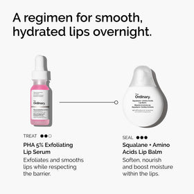 The Ordinary PHA 5% Exfoliating Lip Serum on a bathroom counter