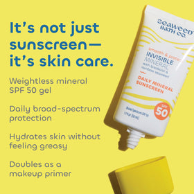 The Seaweed Bath Co. sunscreen packaging with ingredients list