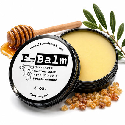 The Tallowed Truth Beef Tallow and Honey Balm 2 oz jar front view