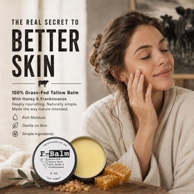 The Tallowed Truth Beef Tallow and Honey Balm packaging details