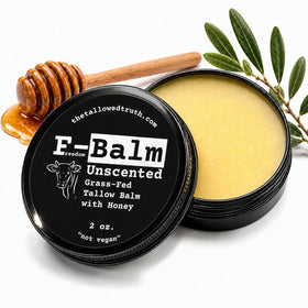 The Tallowed Truth Beef Tallow Balm front view with unscented honey