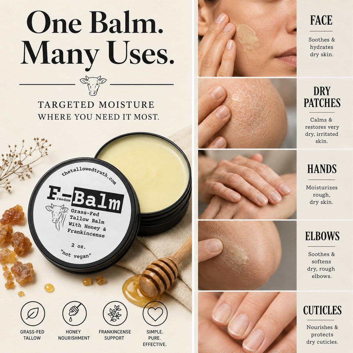 The Tallowed Truth Original Tallow Balm 2 oz on a wooden surface