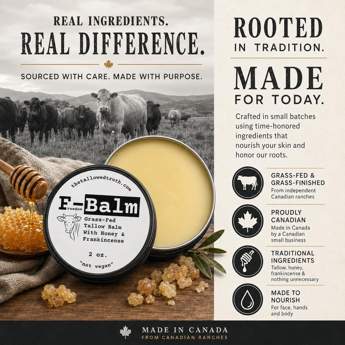 The Tallowed Truth Original Tallow Balm 2 oz side view
