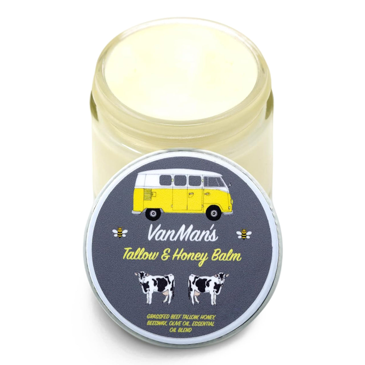 The VanMan Company Tallow and Honey Balm 2 oz front view