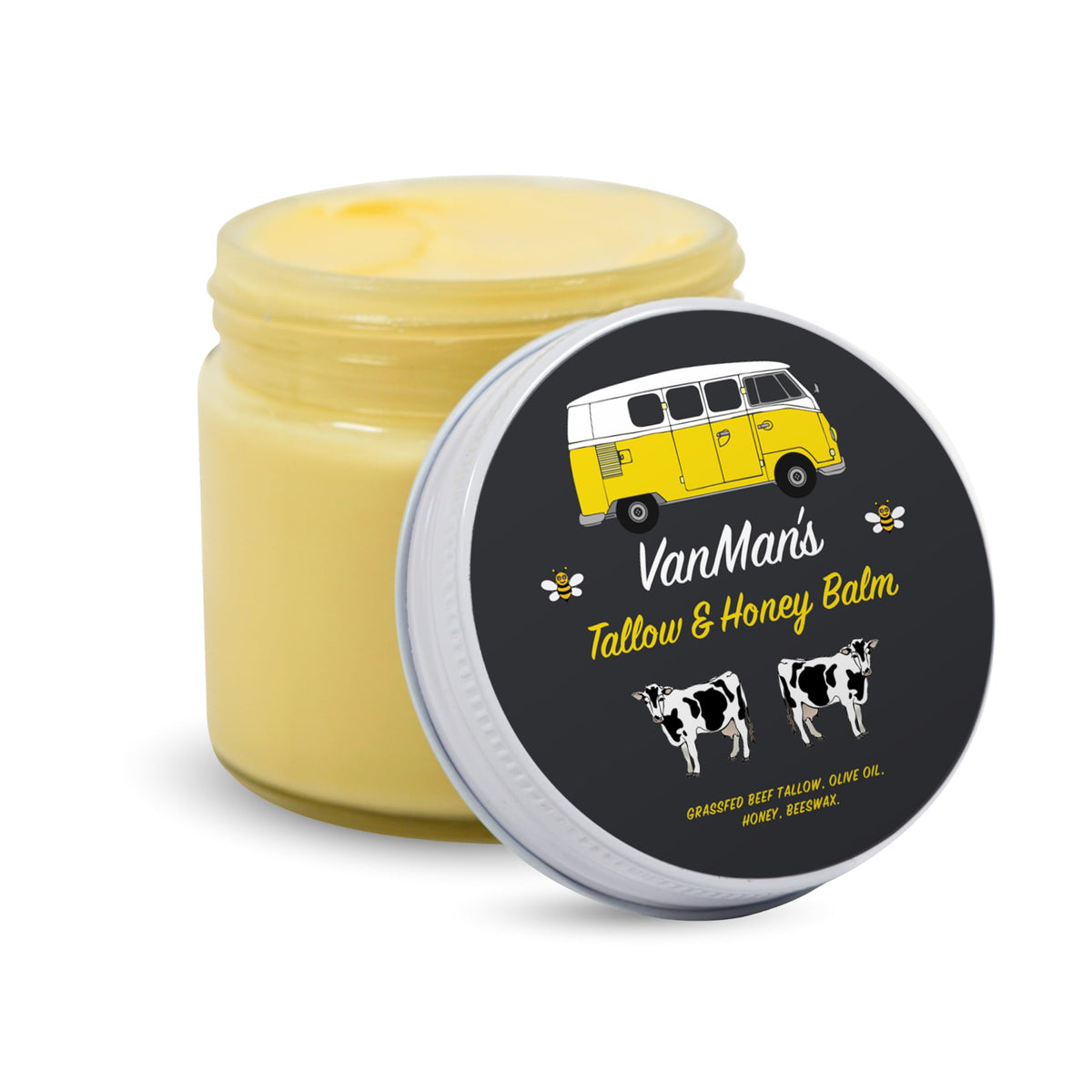 The VanMan Company Tallow and Honey Balm 6.3 oz front view