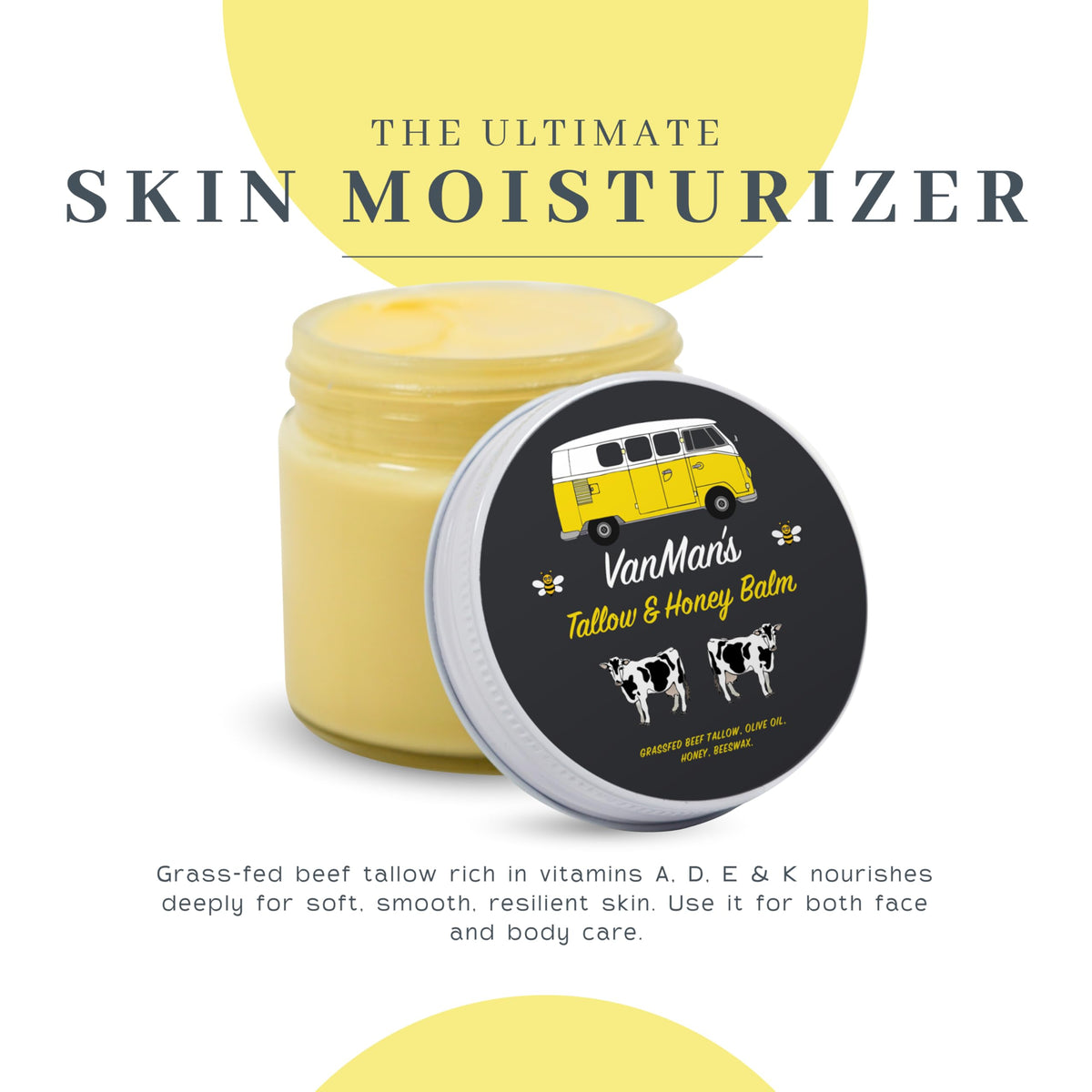 The VanMan Company Tallow and Honey Balm application on skin