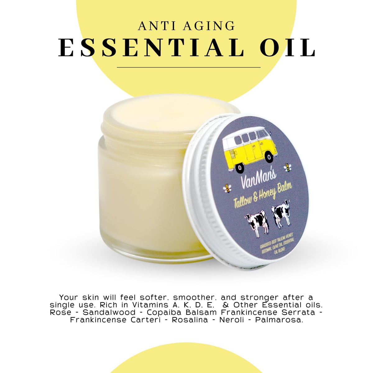 The VanMan Company Tallow and Honey Balm ingredients list