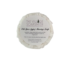 The Village Soapsmith Shaving Soap front view with thick lather