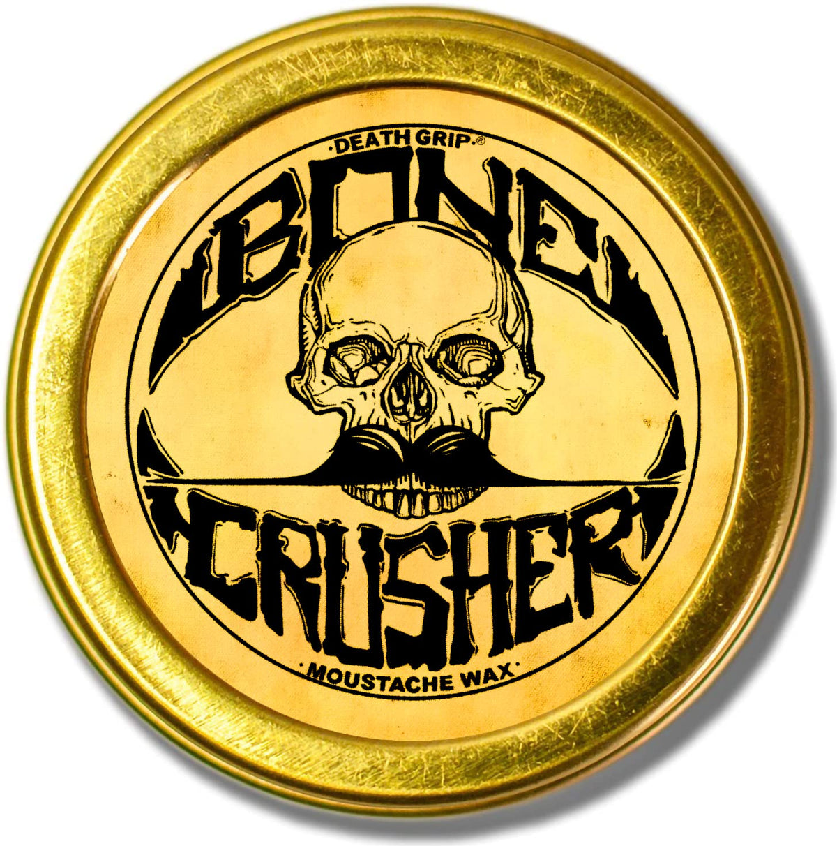 THE VINTAGE GROOMING CO. Bone Crusher Mustache Wax tin front view