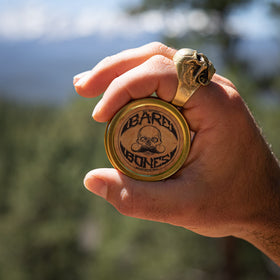 THE VINTAGE GROOMING CO. Mustache Wax in a lifestyle setting