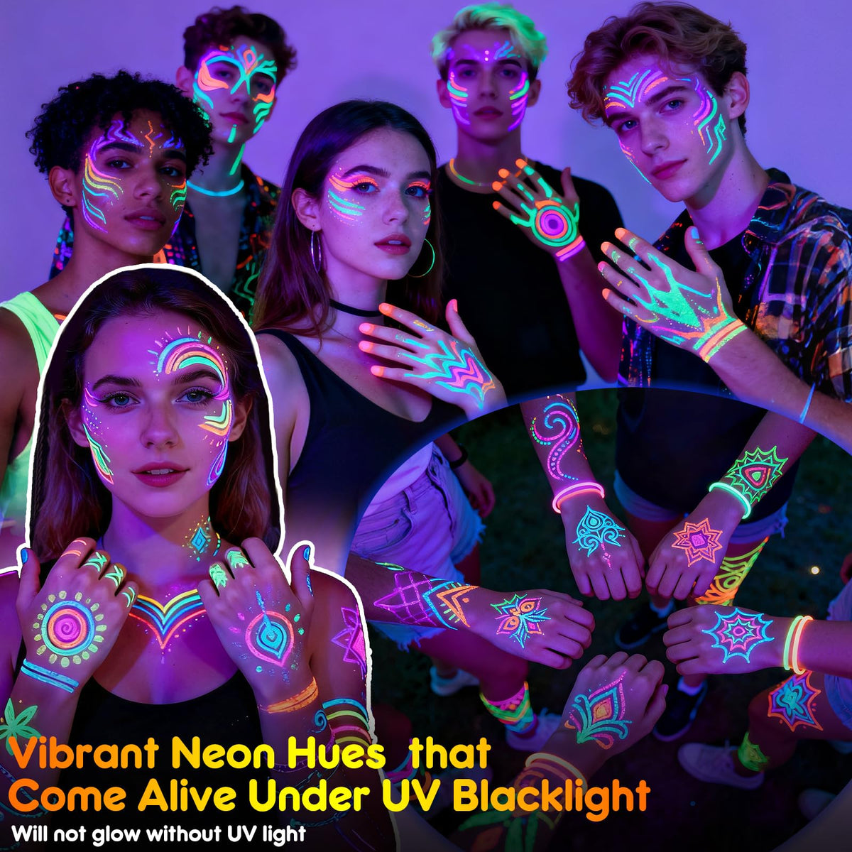 ThEast UV Blacklight Face Paint close-up of Yellow marker
