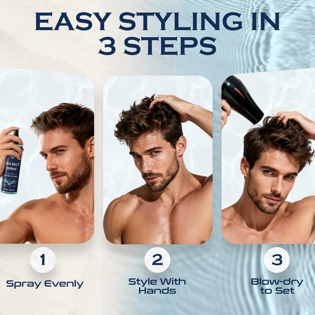 THEMANCODE Sea Salt Spray 8.8 Oz with styling tools