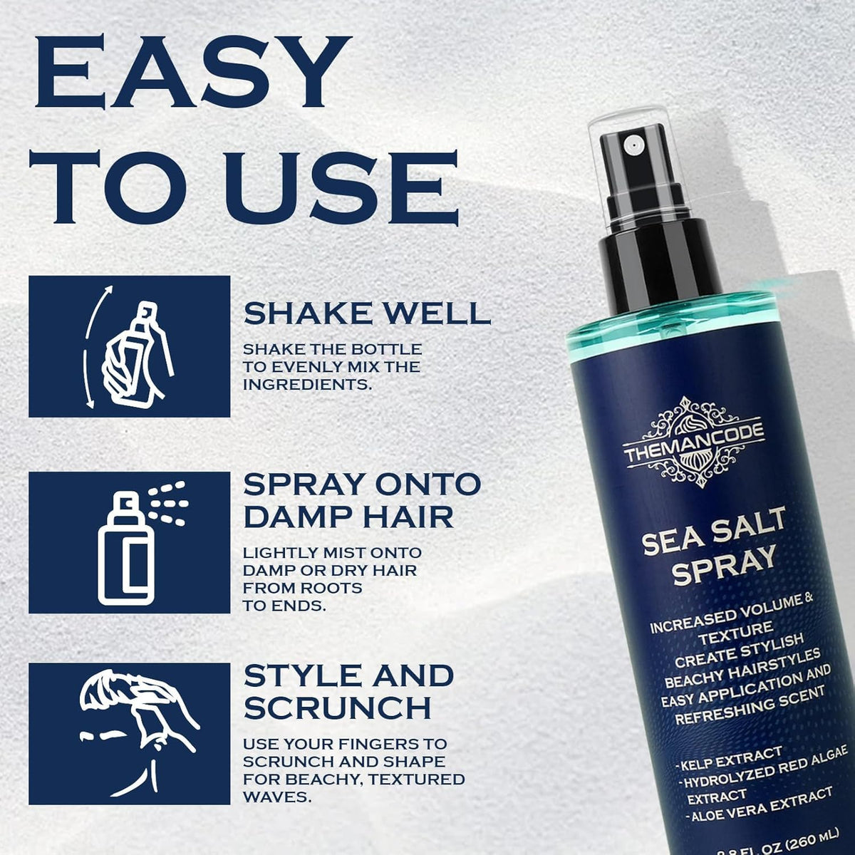 THEMANCODE Sea Salt Spray for Men on grooming table