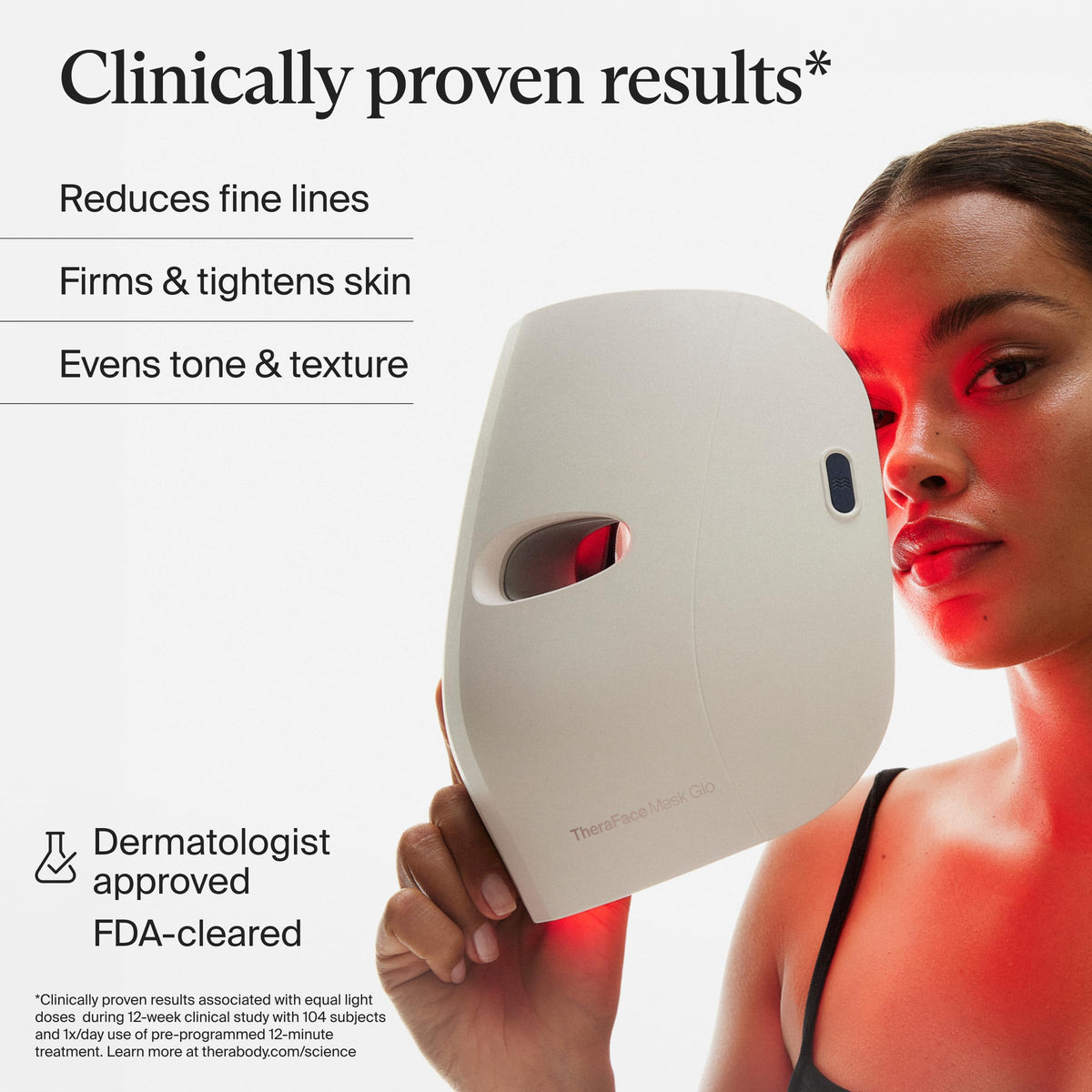 TheraFace Glo LED face mask side view showcasing lightweight design