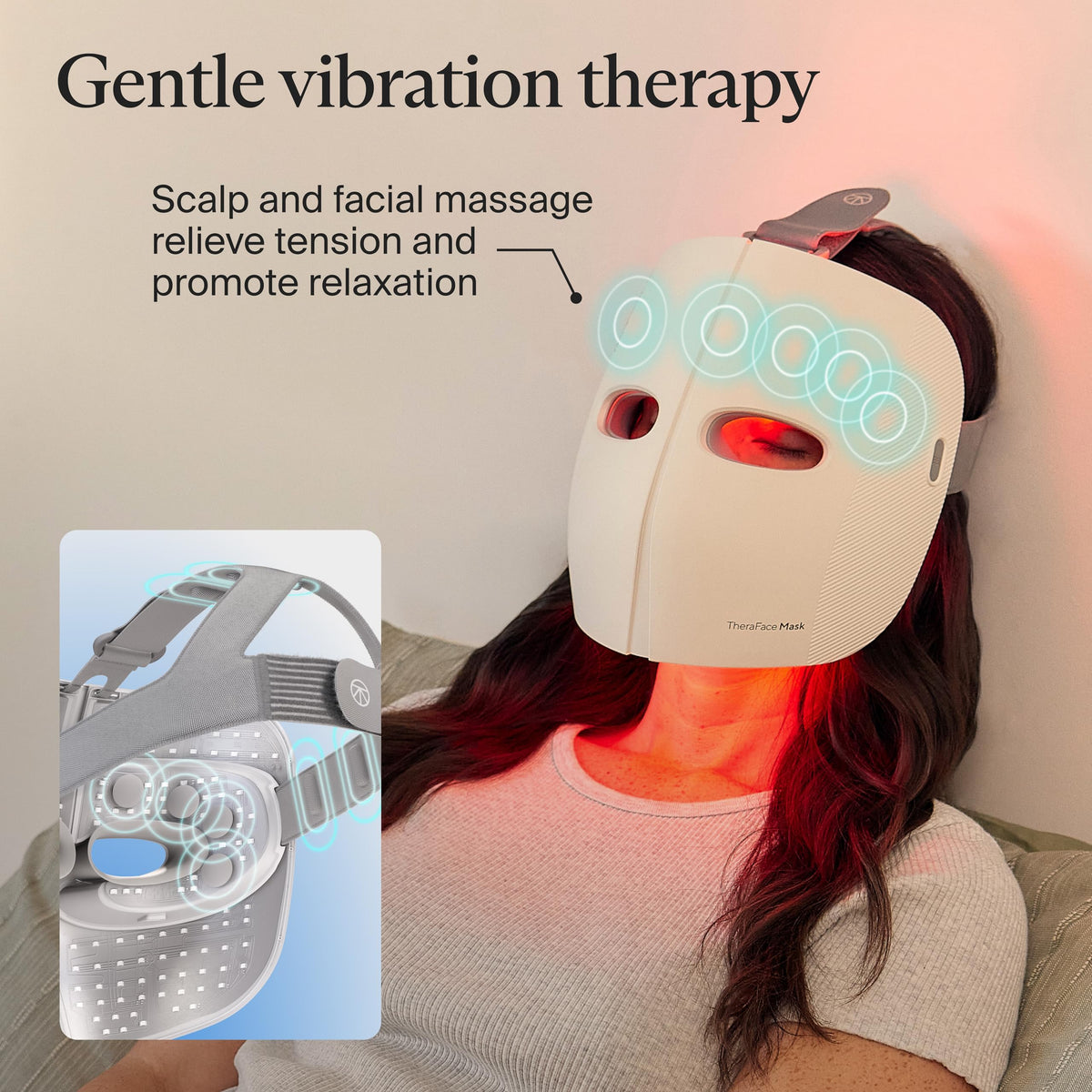 TheraFace LED Mask lifestyle scene on a vanity