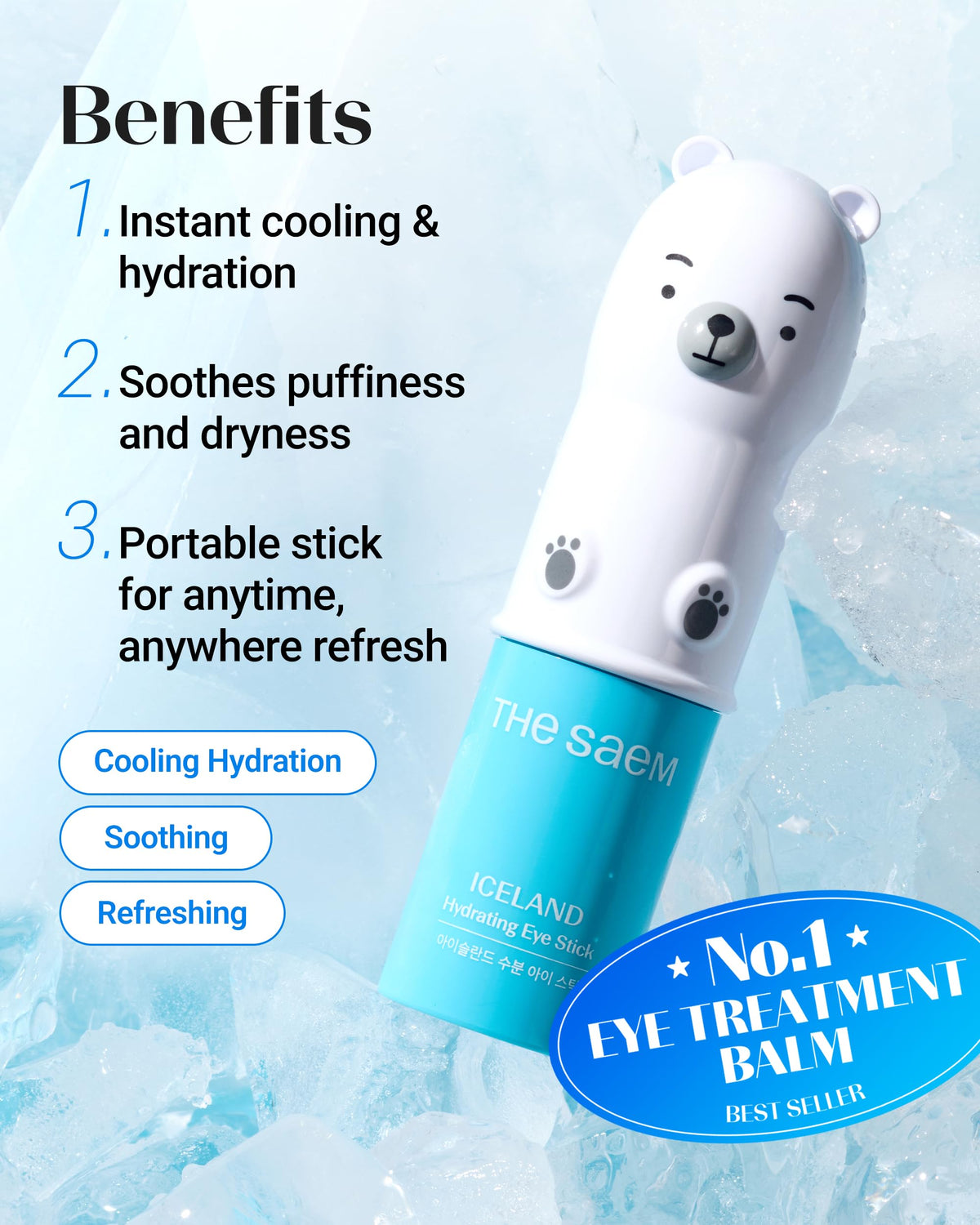 THESAEM Iceland Hydrating Eye Stick with cap removed