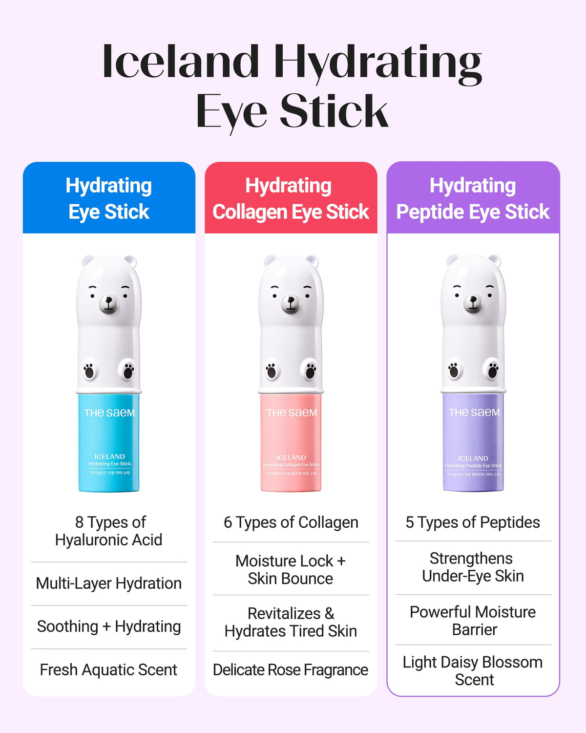 THESAEM Iceland Hydrating Peptide Eye Stick in hand