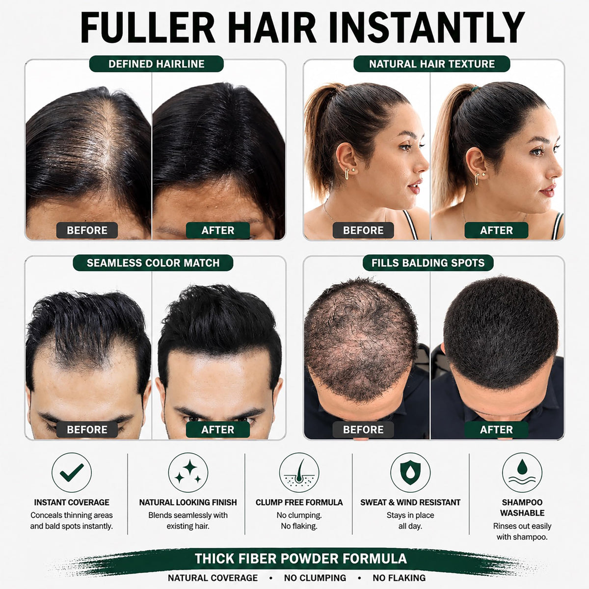 Thick Fiber Hair Building Fibers Auburn 28g application demonstration