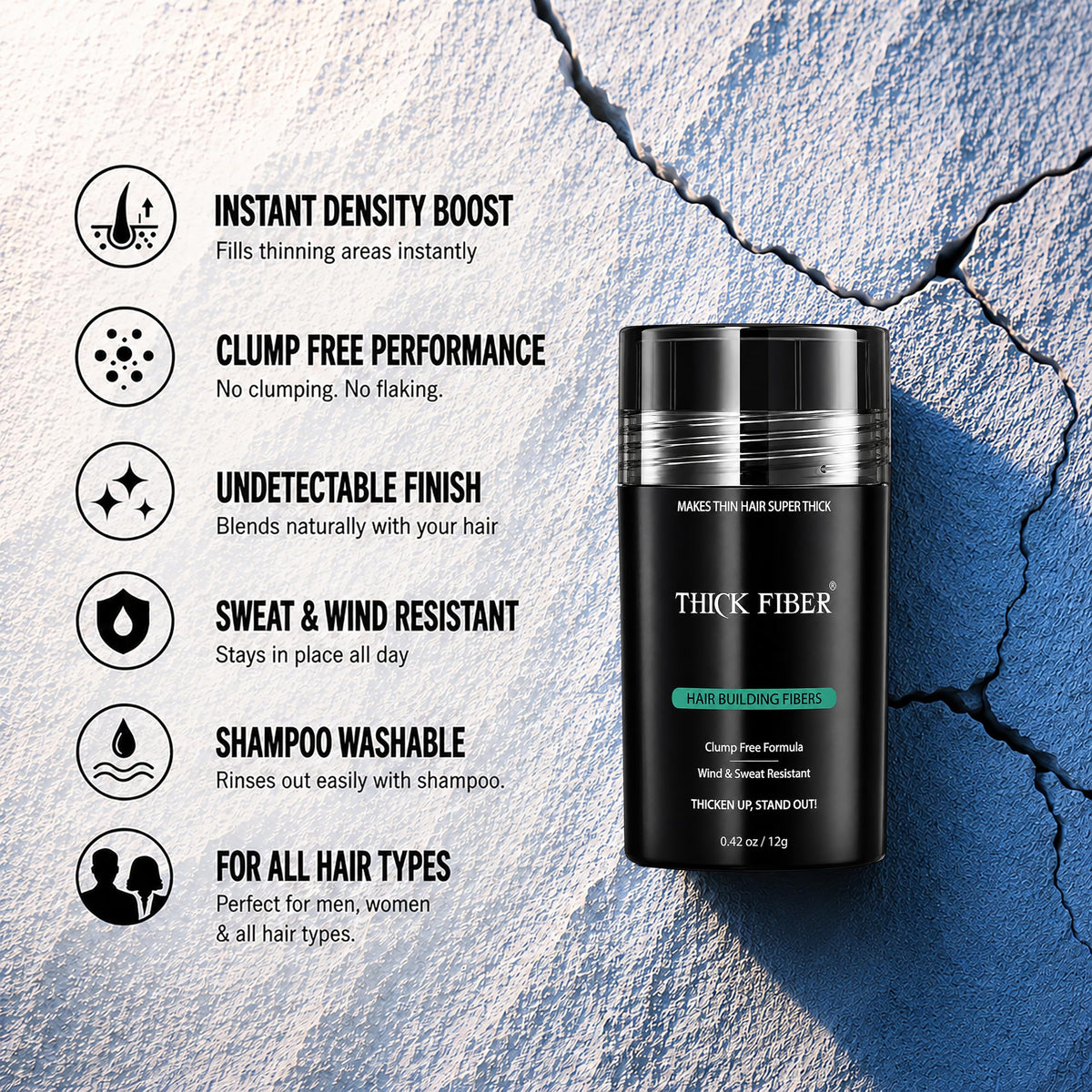 Thick Fiber Hair Building Fibers grey 12g application process