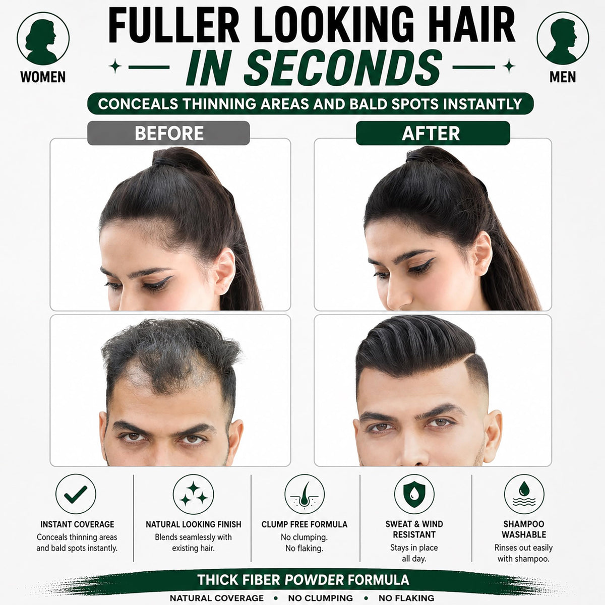 Thick Fiber Hair Building Fibers grey 12g close-up