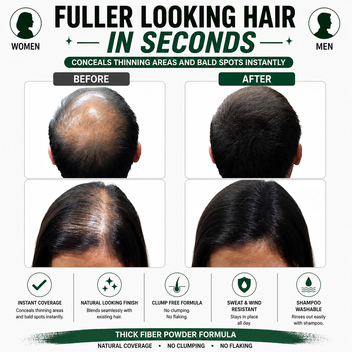 Thick Fiber Hair Building Fibers Grey packaging details