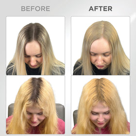Thick Fiber Root Touch Up Powder Blonde application on hair