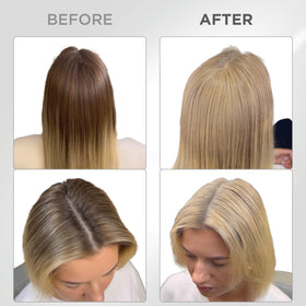 Thick Fiber Root Touch Up Powder Light Blonde with brush and mirror