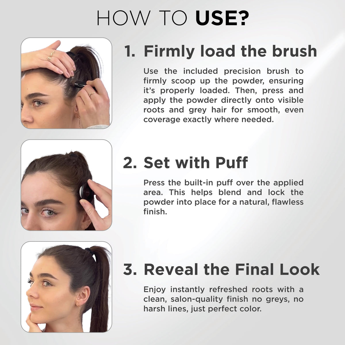 Thick Fiber Root Touch Up Powder packaging and mirror