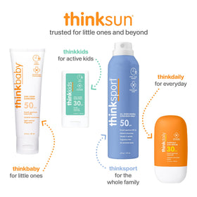 THINK Kids Sunscreen SPF 50+ displayed with summer accessories