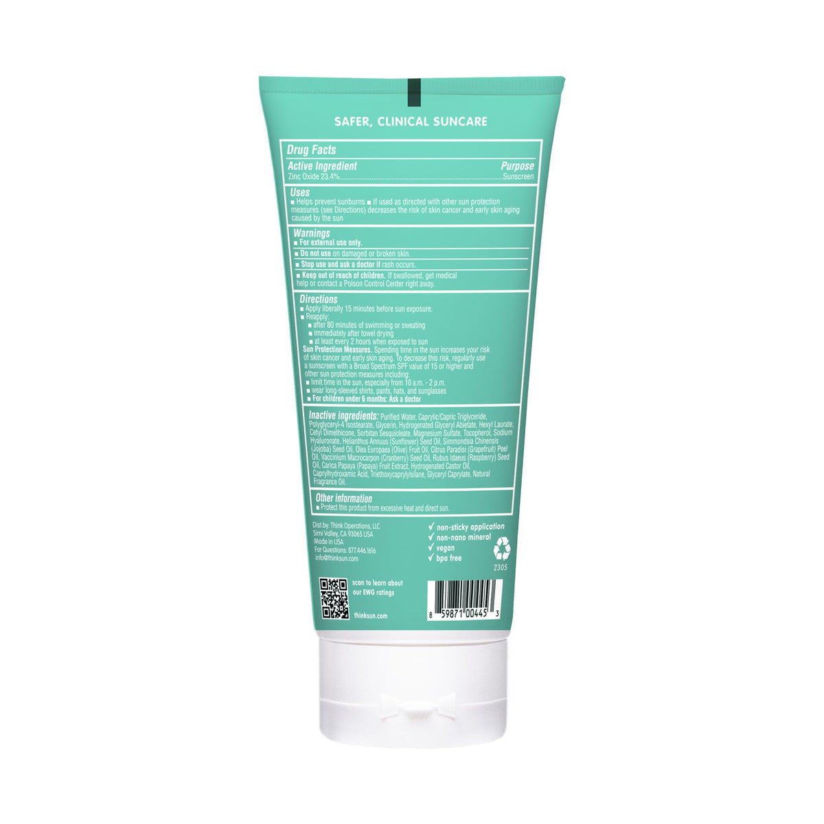 THINK Kids Sunscreen SPF 50+ packaging with beach setting