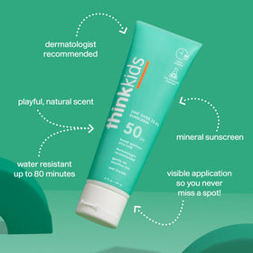 THINK Kids Sunscreen SPF 50+ side view showing bottle design