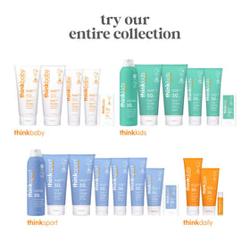 THINK Kids Sunscreen Spray SPF 50+ lifestyle image with children