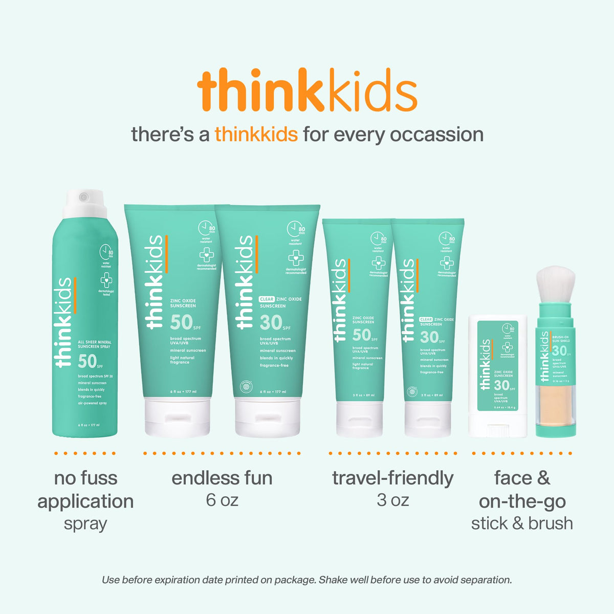 THINK Mineral Kids Sunscreen SPF 30 bottle with sun in background