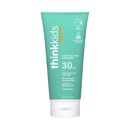 THINK Mineral Kids Sunscreen SPF 30 clear zinc oxide front view