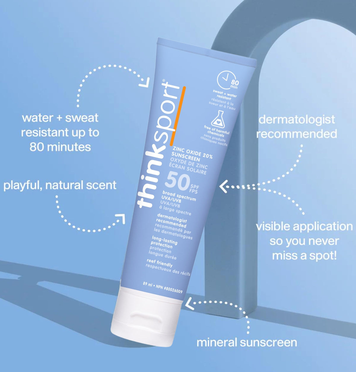 THINK Thinksport SPF 50 Plus Sunscreen contents display