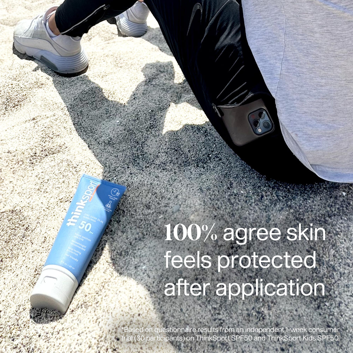 Thinksport Mineral Sunscreen SPF 50+ side view with cap