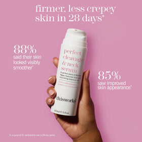 THISWORKS Perfect Cleavage & Neck Serum with ingredients displayed