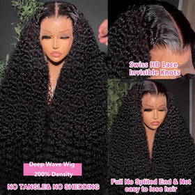 Tholap 30 Inch Deep Wave Lace Front Wig close-up of lace
