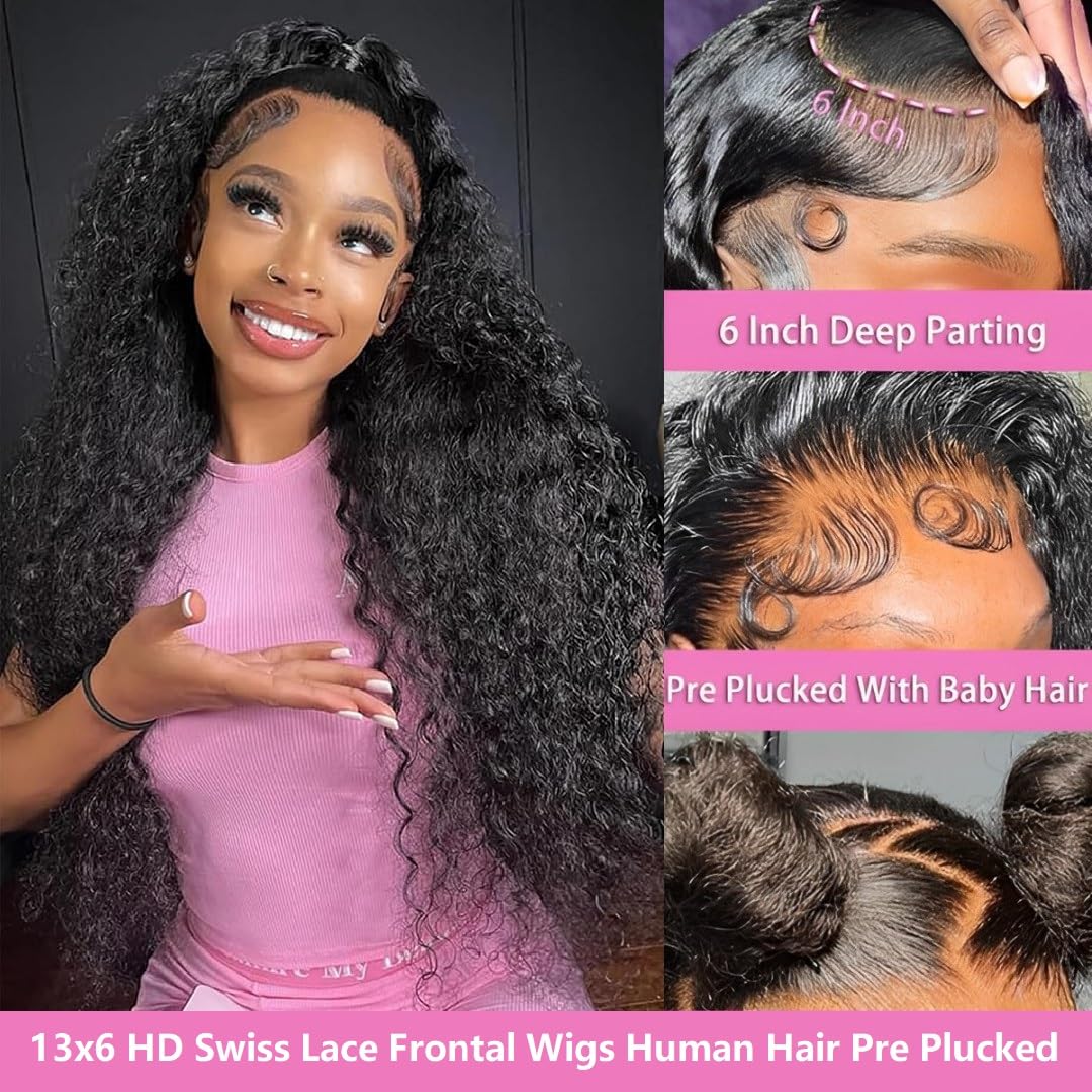 Tholap 30 Inch Deep Wave Lace Front Wig side view