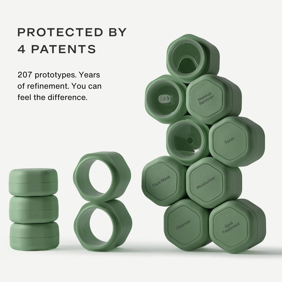 Three Cadence capsules with magnetic lids, stacked