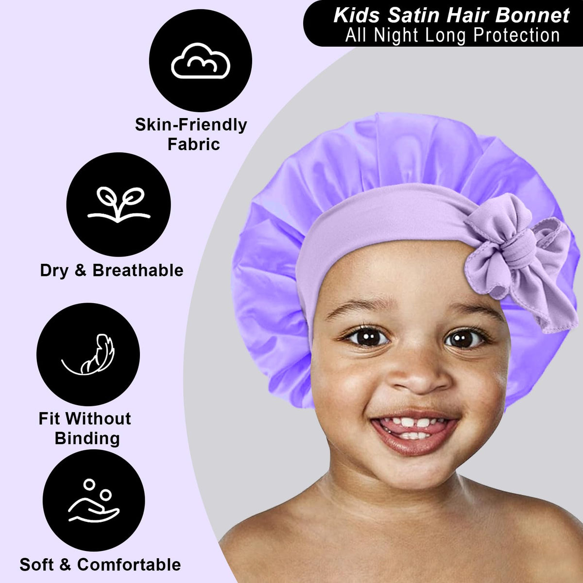 Three FIRSTPELLA Kids Silk Satin Bonnets displayed together