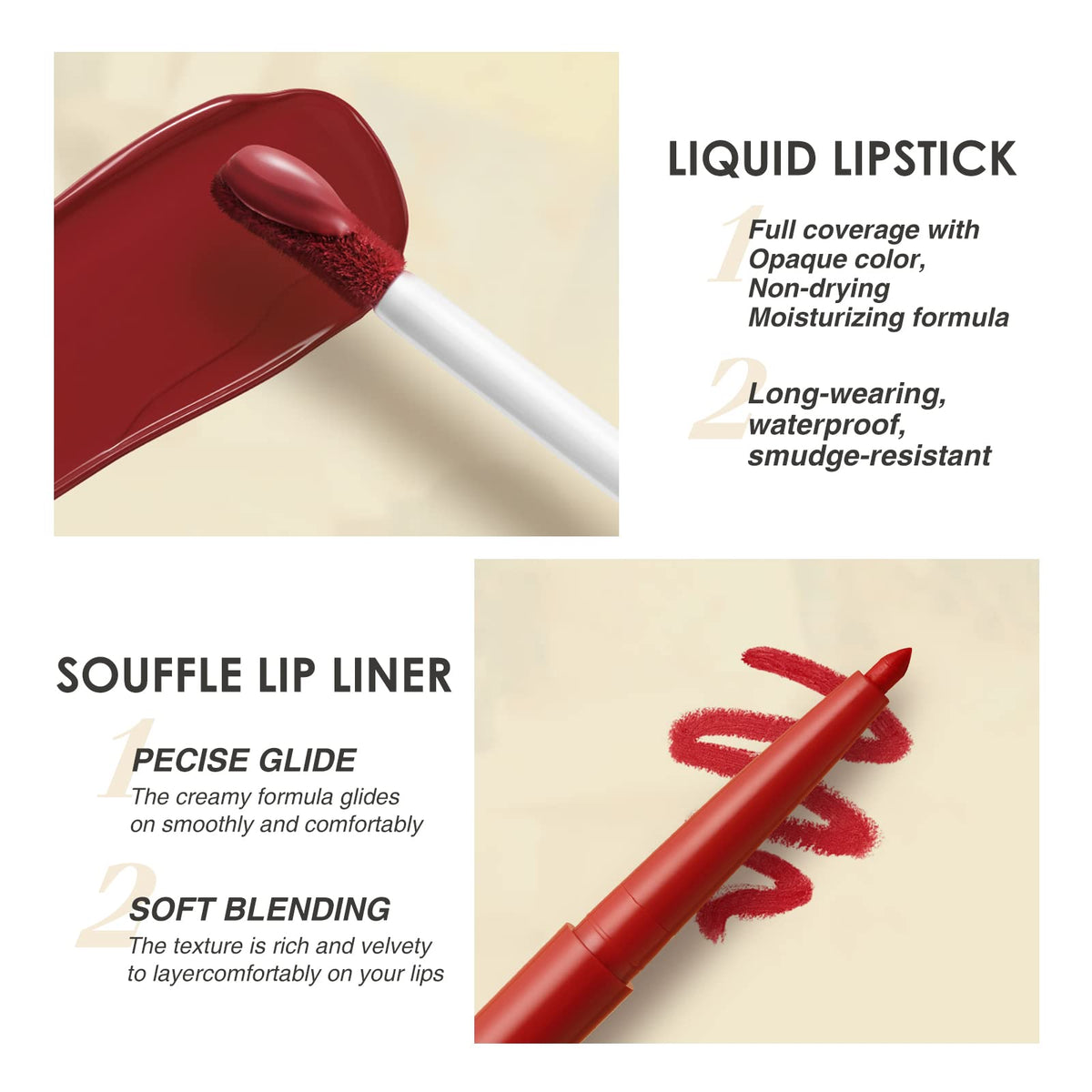 Three matte liquid lipsticks from BestLand in various shades