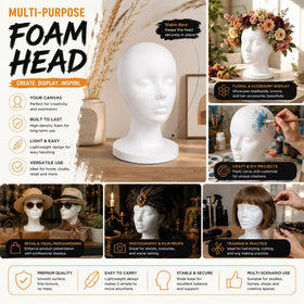 Three Smilco foam wig heads arranged for display