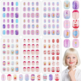 Thrilez 144 Pcs Press On Nails for Kids assorted styles front view
