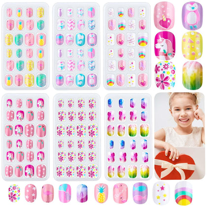 Thrilez 144 pieces press on nails for kids in rainbow sky design