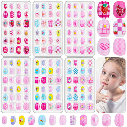 Thrilez Kids Fake Nails Set front view with various designs