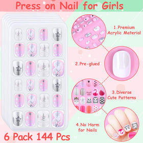 Thrilez Kids Press on Nails applied on a child's hands