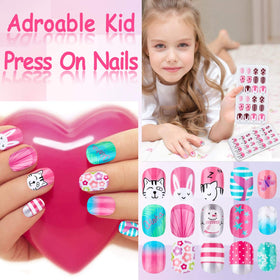 Thrilez Kids Press on Nails colorful animal patterns